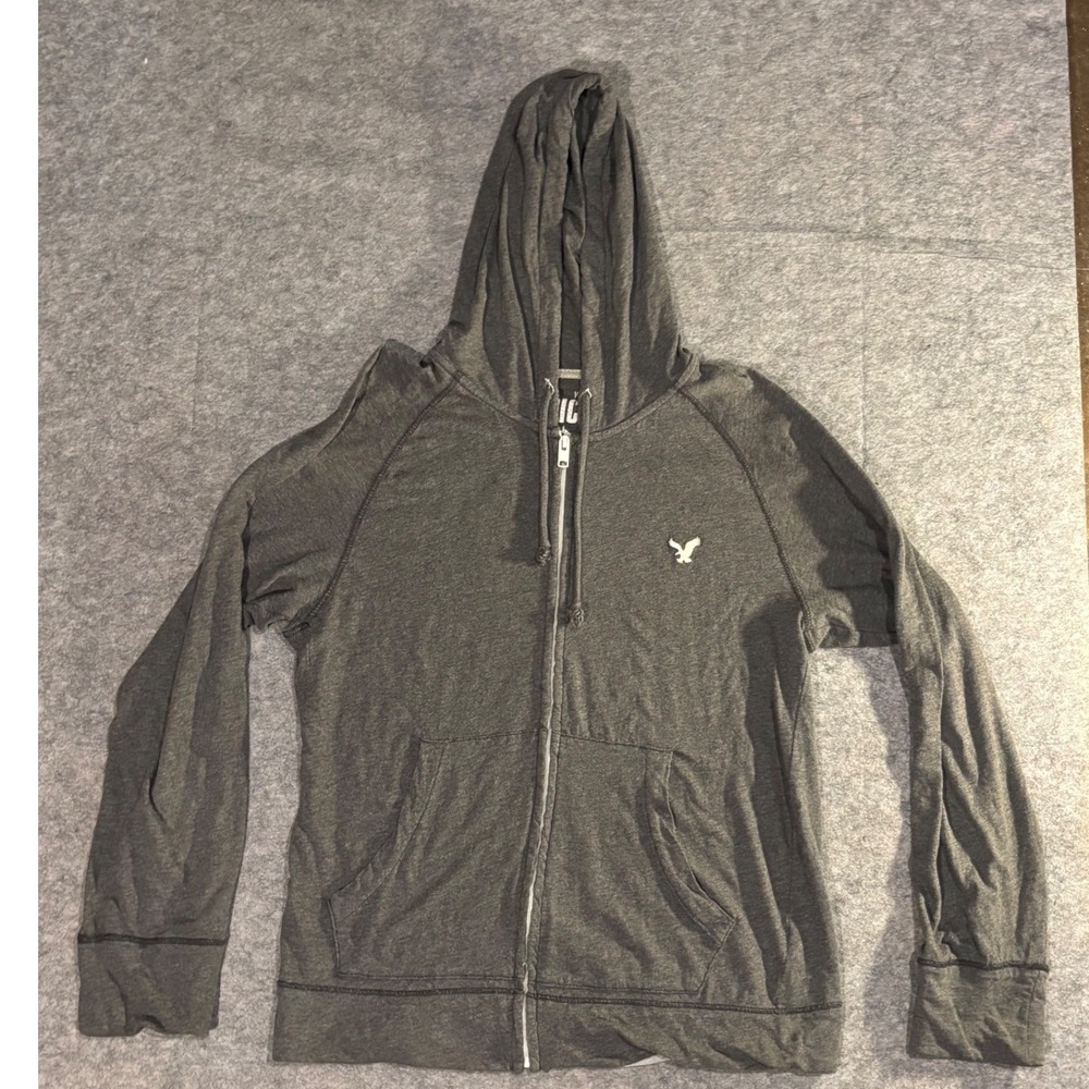 American Eagle Outfitters Mens Vintage Fit Zip Up Hoodie Charcoal Gray Large